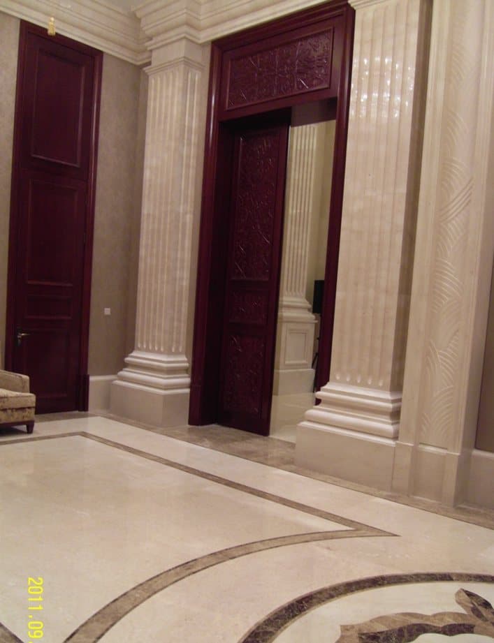 Carved marble columns and inlaid floor at Changzhou Sheraton