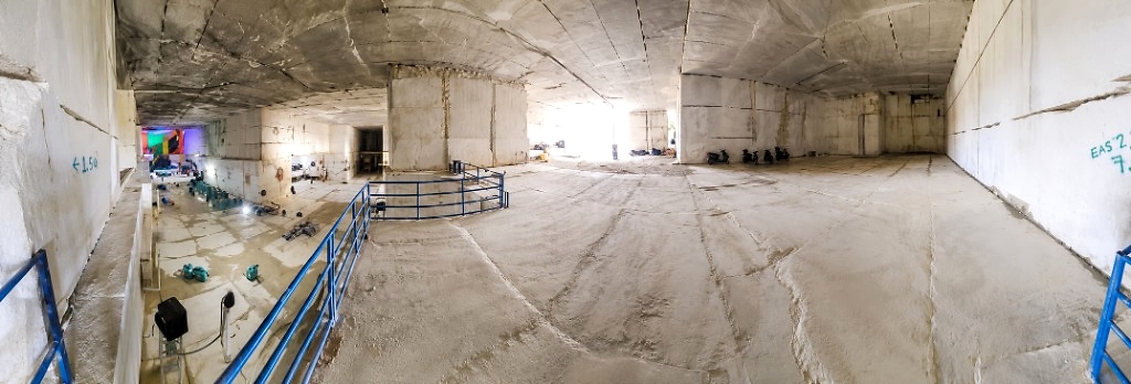 Interior of the RadjaGunungMarmer underground marble quarry chamber